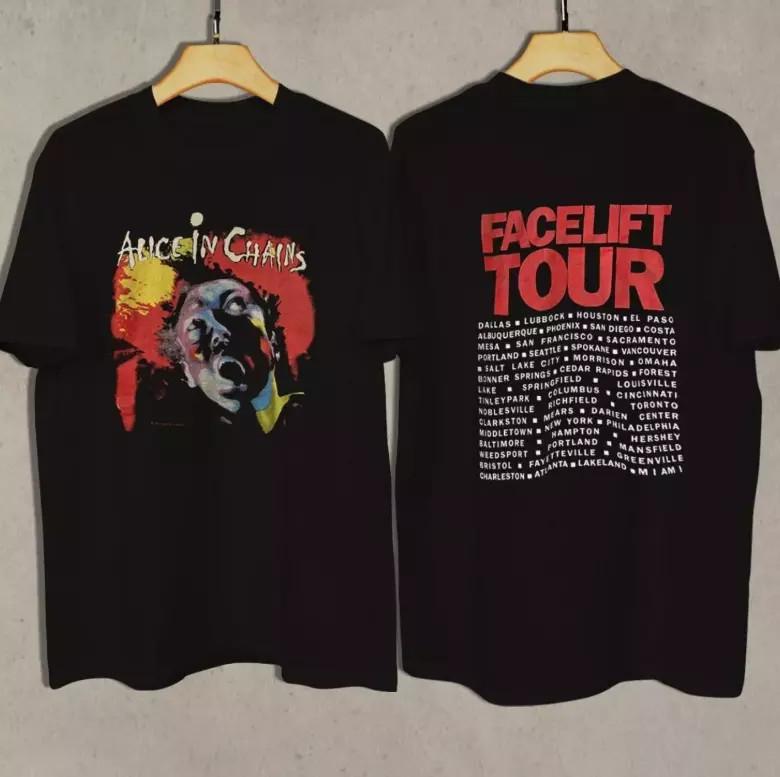 

1990 Alice In Chains Facelift Tour Винтажная футболка унисекс с двусторонним принтом в стиле ретро 90-х 4XL