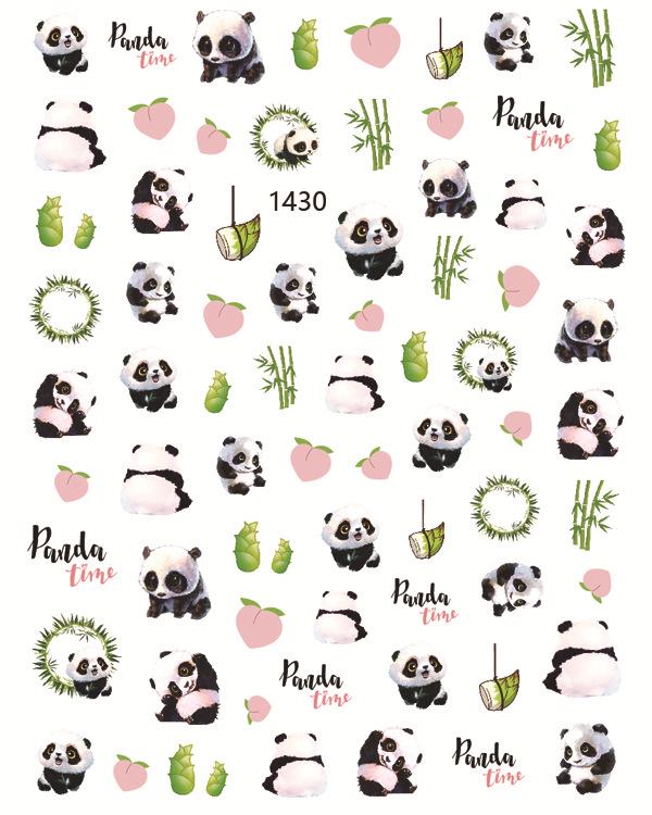 Colorful Panda Nail Art Stickers - Summer Relief & Cute National Treasure Design