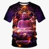 Hindu god men's T-shirt, religious belief 3D printed Aslan Vishnu devotee cosplay T-shirt, hip-hop outdoor sports top