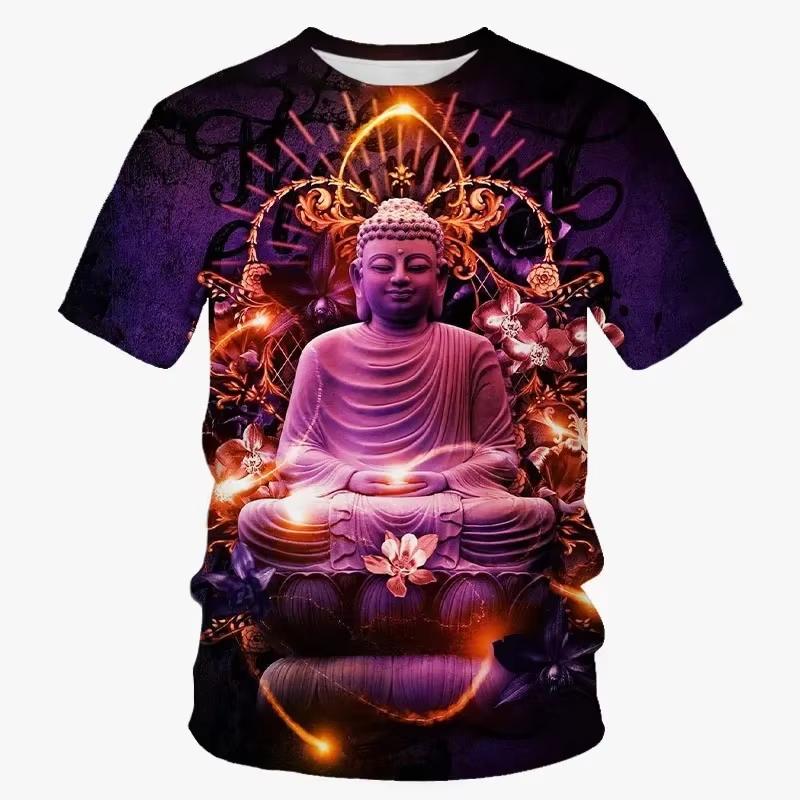 Hindu god men's T-shirt, religious belief 3D printed Aslan Vishnu devotee cosplay T-shirt, hip-hop outdoor sports top