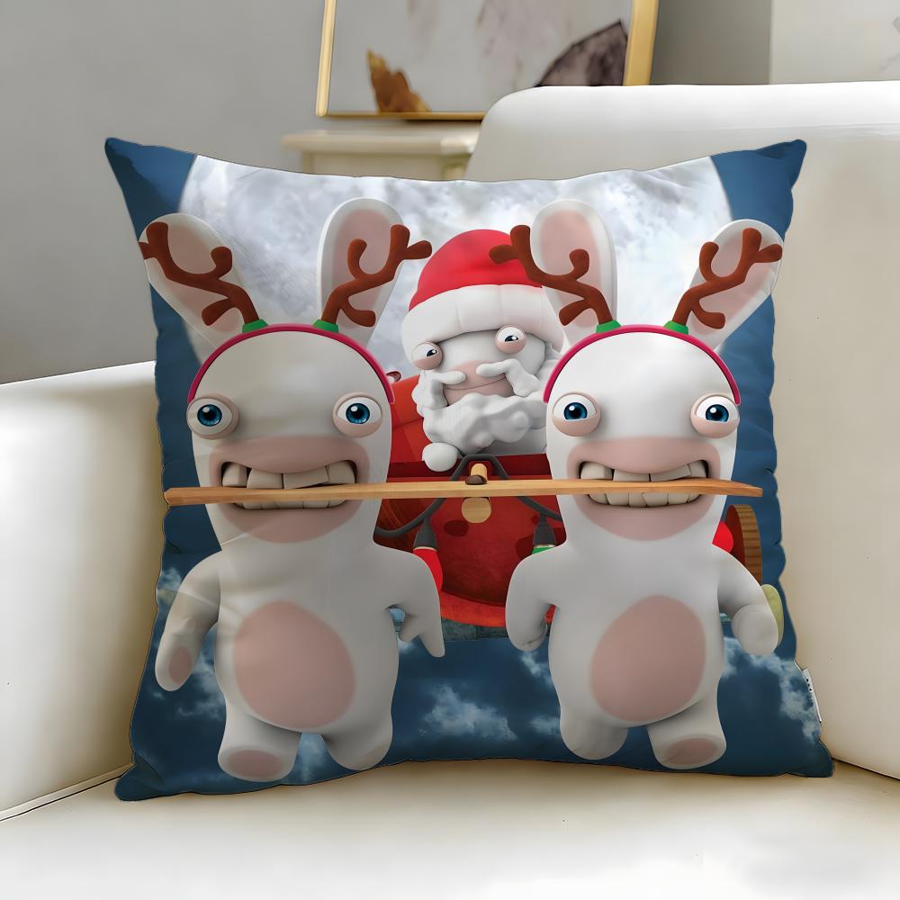 popular game Rabbids Cushion Cover Soft & Easy-Wash Pillow Case – Versatile for Couch, Bed, Travel and Office