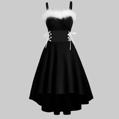 Ärmelloses Kostüm für Damen, Frau Weihnachtsmann, unregelmäßiger Saum, Weihnachtskostüm-Outfits