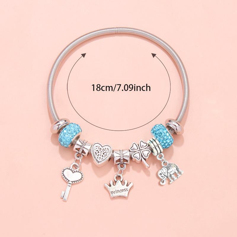 Pulseira com pingente de amor rosa TEMU DIY - Joia de diamante leve e luxuosa, elegante e versátil.