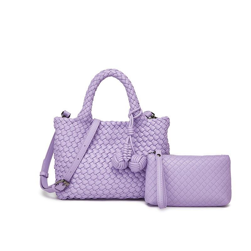 High Texture Pure Hand-Woven Bag Double Handbag Spring And Summer Soft Leather Women'S Bag Fashion Shoulder Messenger Bag