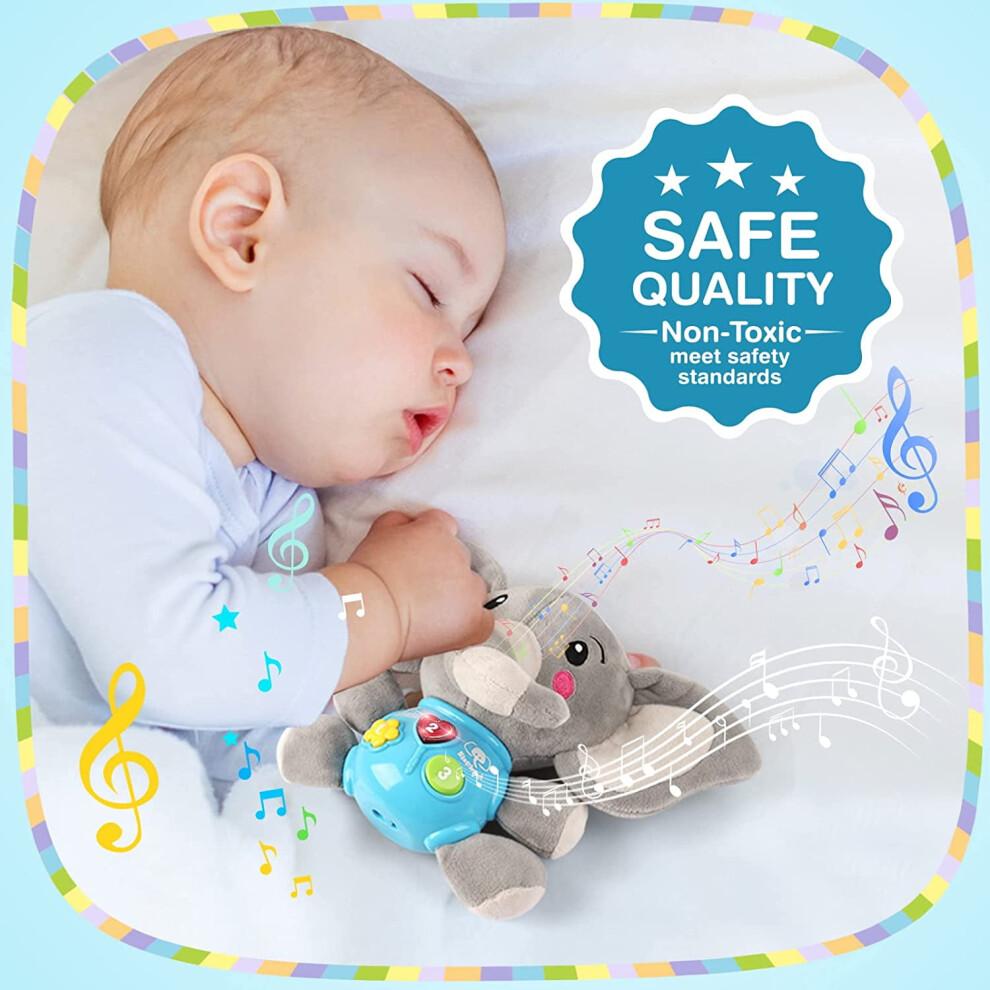 Plush Elephant Musical Baby Toy, Light-Up Stuffed Animal for 0-36 Months – Compatible with All Infant Ages