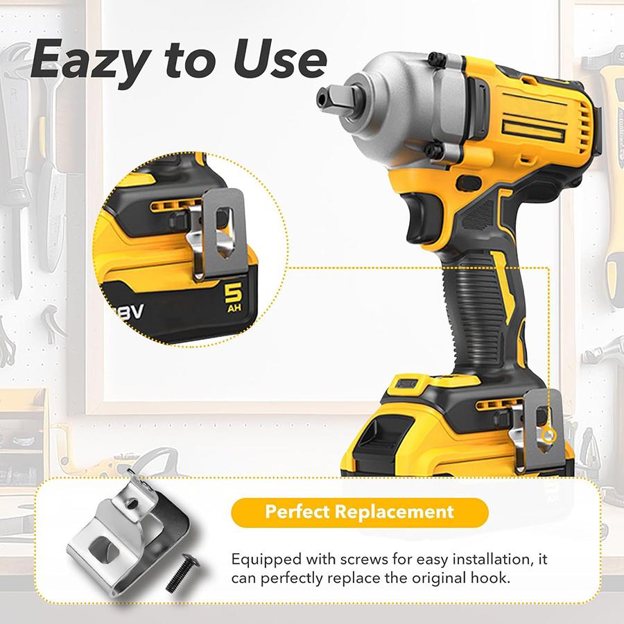 6 stk DEWALT Erstatningsbeltehemper Rustfritt Stål Verktøybelte Koblinger Krok Tilbehør Deler for 20V Elektroverktøy