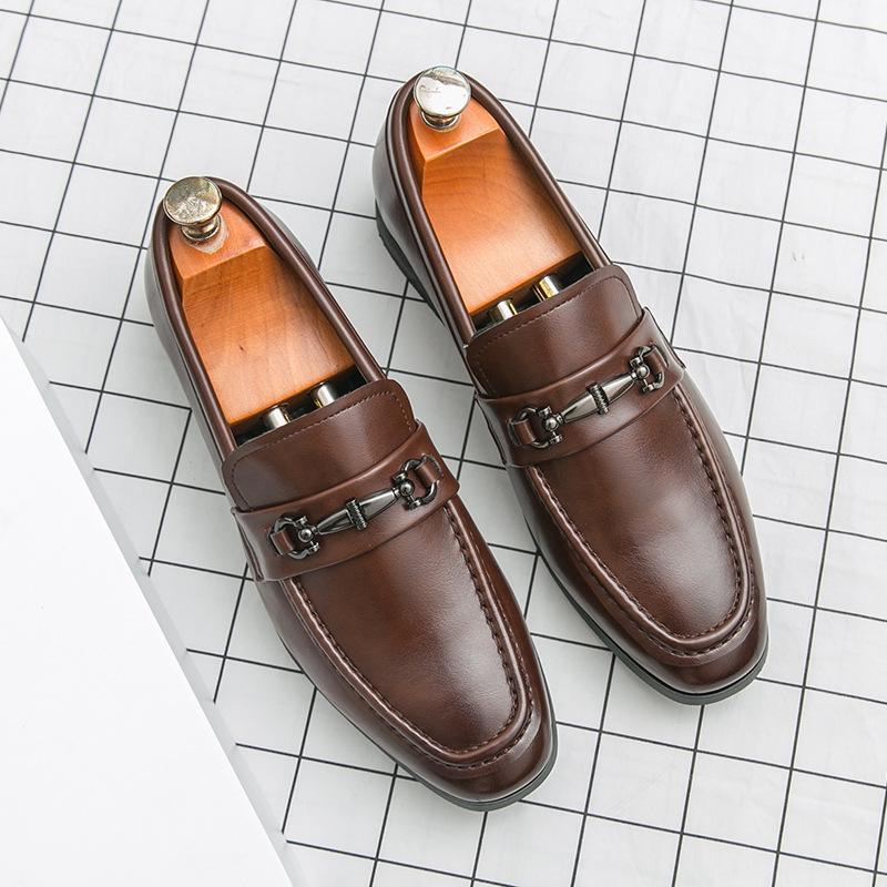 European Men s Horsebit Buckle Slip-on Loafers - Formal Leather Driving Shoes 41 коричневый