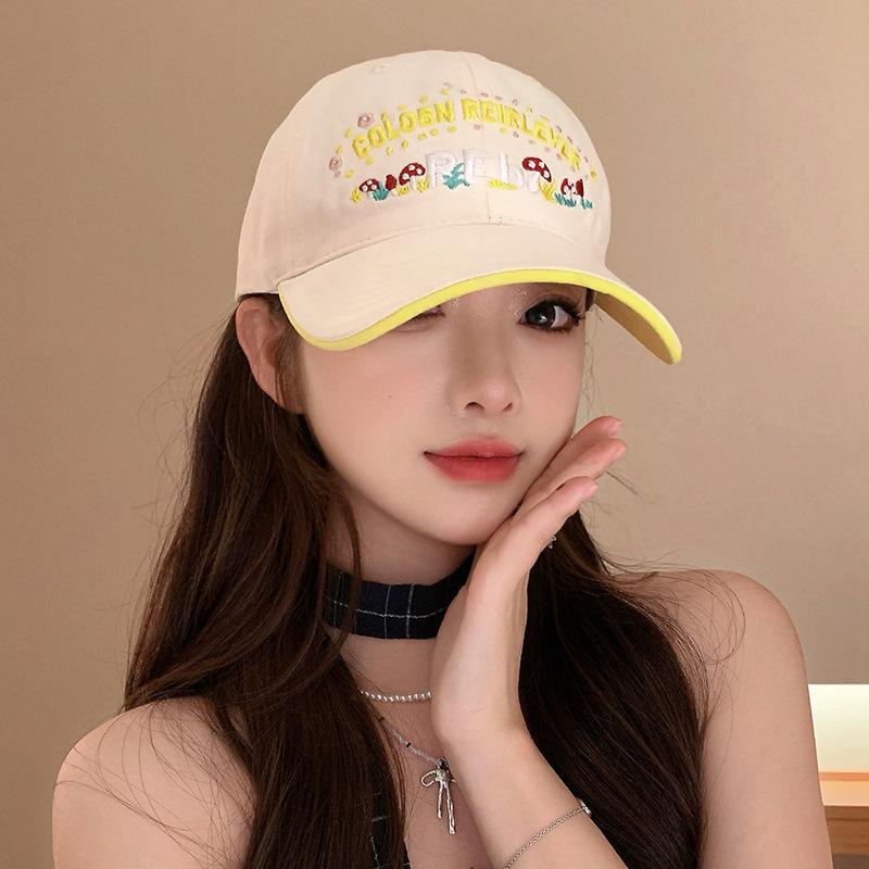 Baseball Cap Women's Spring and Summer Sweet Versatile Sun Hat Showing Face and Small Duckling Cap Big Head Circumference