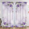 2 Pcs Elegant Purple & White Ombre Floral Curtains – Modern Rod Pocket Design for Living Room & Kitchen Decor