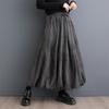 Spring Autumn Vintage High Waist Pleated Skirt Women Plus Size Fashion Drawstring Loose Casual Midi Skirts Clothing