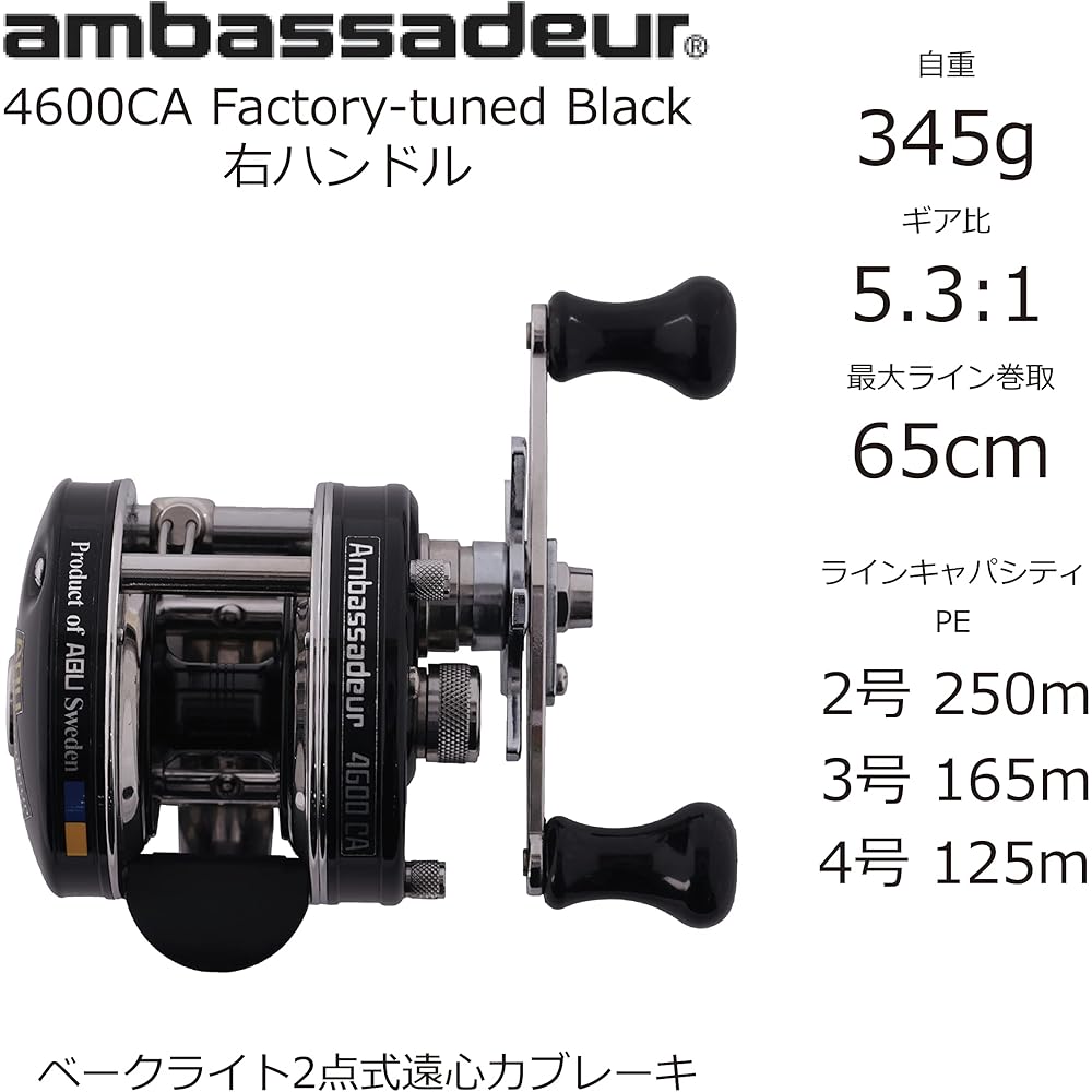 AbuGarcia Ambassadeur 4600CA Factory Tuned Black Right Hand Double Handle Fishing Reel