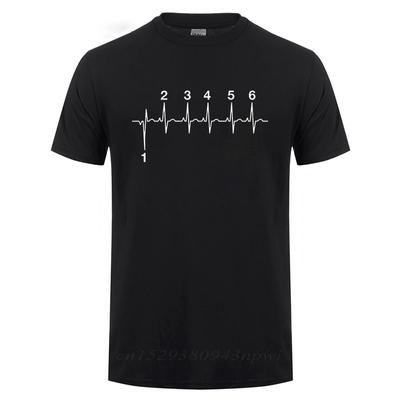Motorcycle Gear Heartbeat TShirt Fathers Day Present Funny Birthday Gift For Daddy Father Husband Men Crewneck Cotton T Shirt