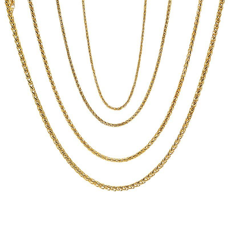 European-American Stainless Steel Dragon Bone Chain Necklace, Hip-Hop 18K Gold Titanium Steel Chain for Men and Women.