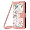 Custodia Portafoglio in Pelle con Slot per Carte e Fiori in Rilievo per Samsung A56 A16 A26 A36 A55 A35 A15 S25 Edge S24 S23 Ultra con Tracolla
