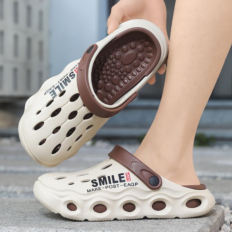 Slippers men's 2025 summer men's fashion bag head hole shoes outdoor casual cool slippers two wear Korean version of beach shoes
