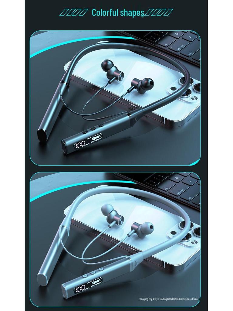 2025 In-Ear Bluetooth Neckband with Long Battery, Noise Cancelling, Waterproof, Heavy Bass for Running & E-Sports