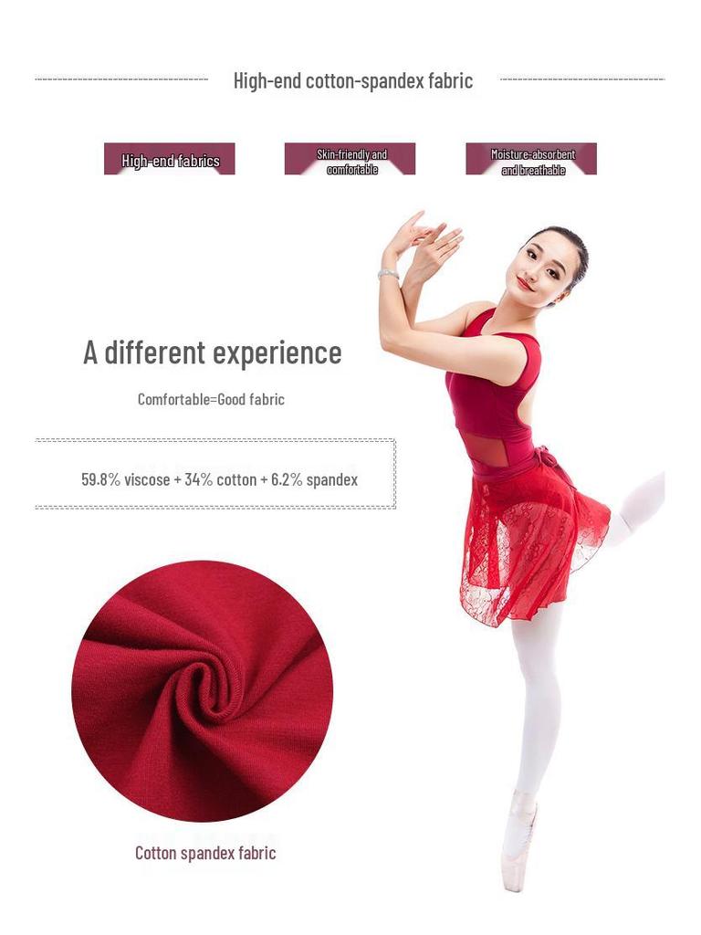 Dámský bezrukávový síťovaný leotard na balet s odhalenými zády pro letní tanec
