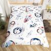 Cartoon Rabbit Duvet Cover Twin Cute Animal On The Moon Quilt Cover Microfiber Cloud Galaxy Space Bedding Set for Boy Girl Gift