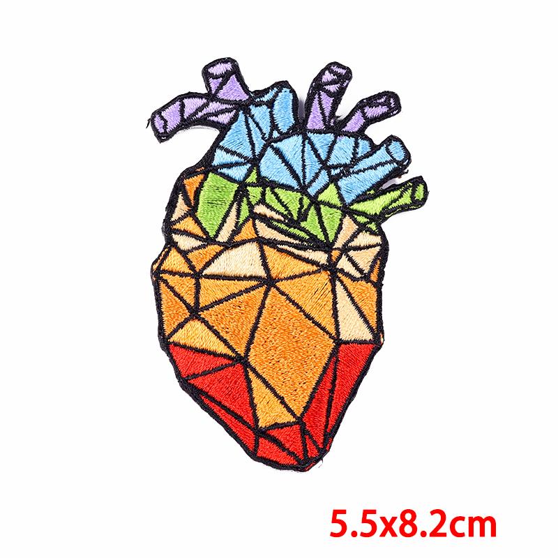 Punk Heart Embroidery Patch Iron On Patches For Clothing Thermoadhesive Patches On Clothes Waves Applique/Patches On Clothes