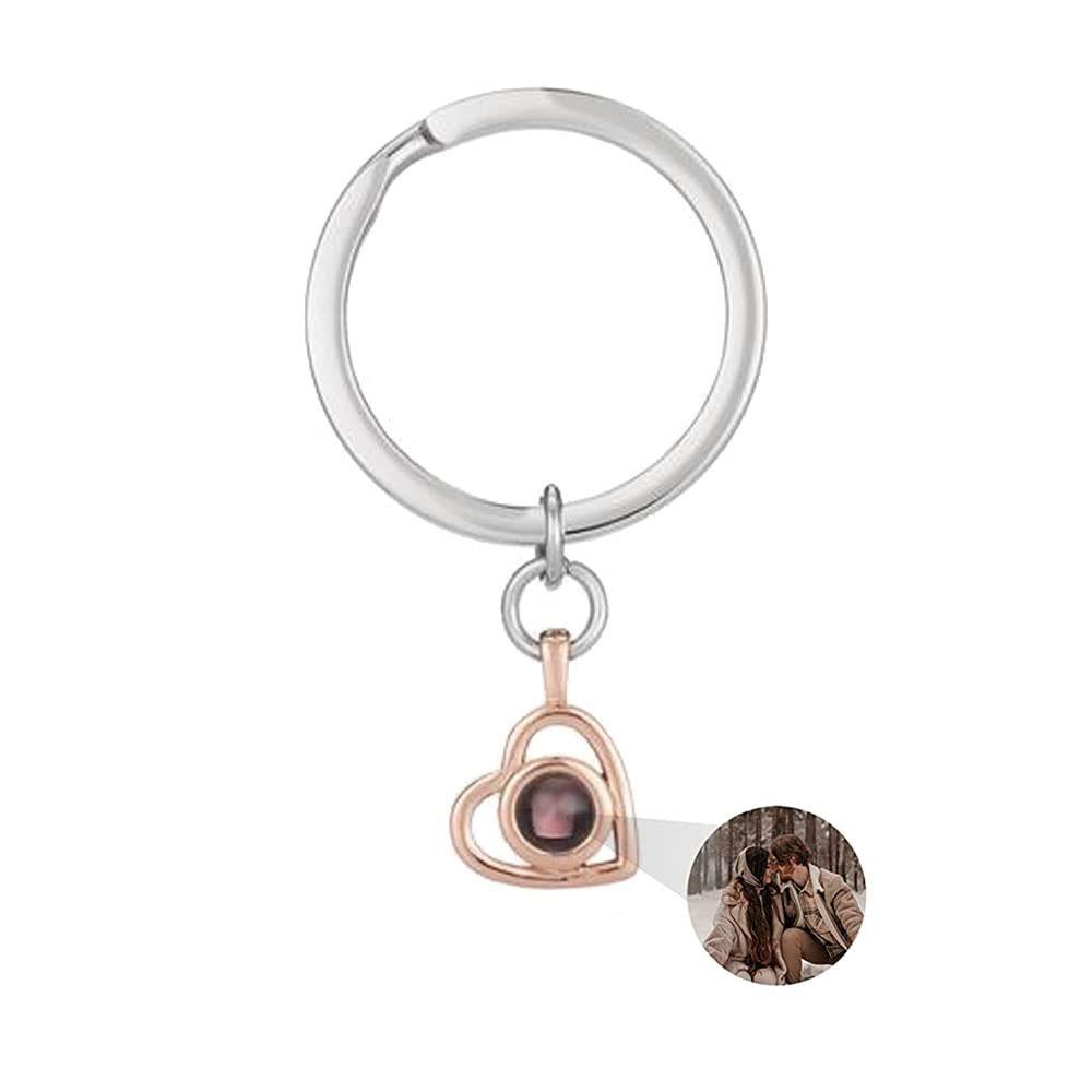 2024 New Photo Projection Keychain Circle Customized Projection Photo Keychain Stainless Steel Photo Keychain Memorial Gifts Stainless Steel&Template A