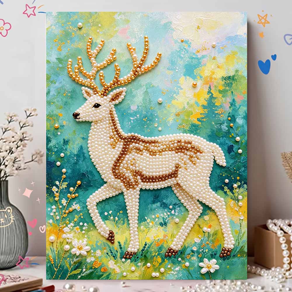 Pittura Artistica Fai da Te con Perline Cervo Maestoso Quadro Fatto a Mano Ornamento da Parete per Interni Hobby Rilassante Decorazione per la Casa Raffinata Regalo