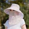 Summer Outdoor Cycling Visor Children Large Brim Shawl Neck Protector Sunscreen Hat Flower Cloth Mask Face Bucket Hat