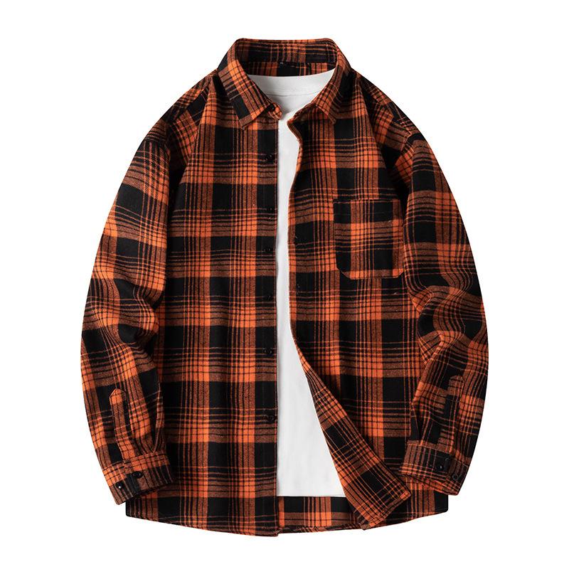 Männer Hemd Plaid Lose Straße Langarm Casual Shirt Schwarz Übergroßen Weiche Hemd Frühling Herbst