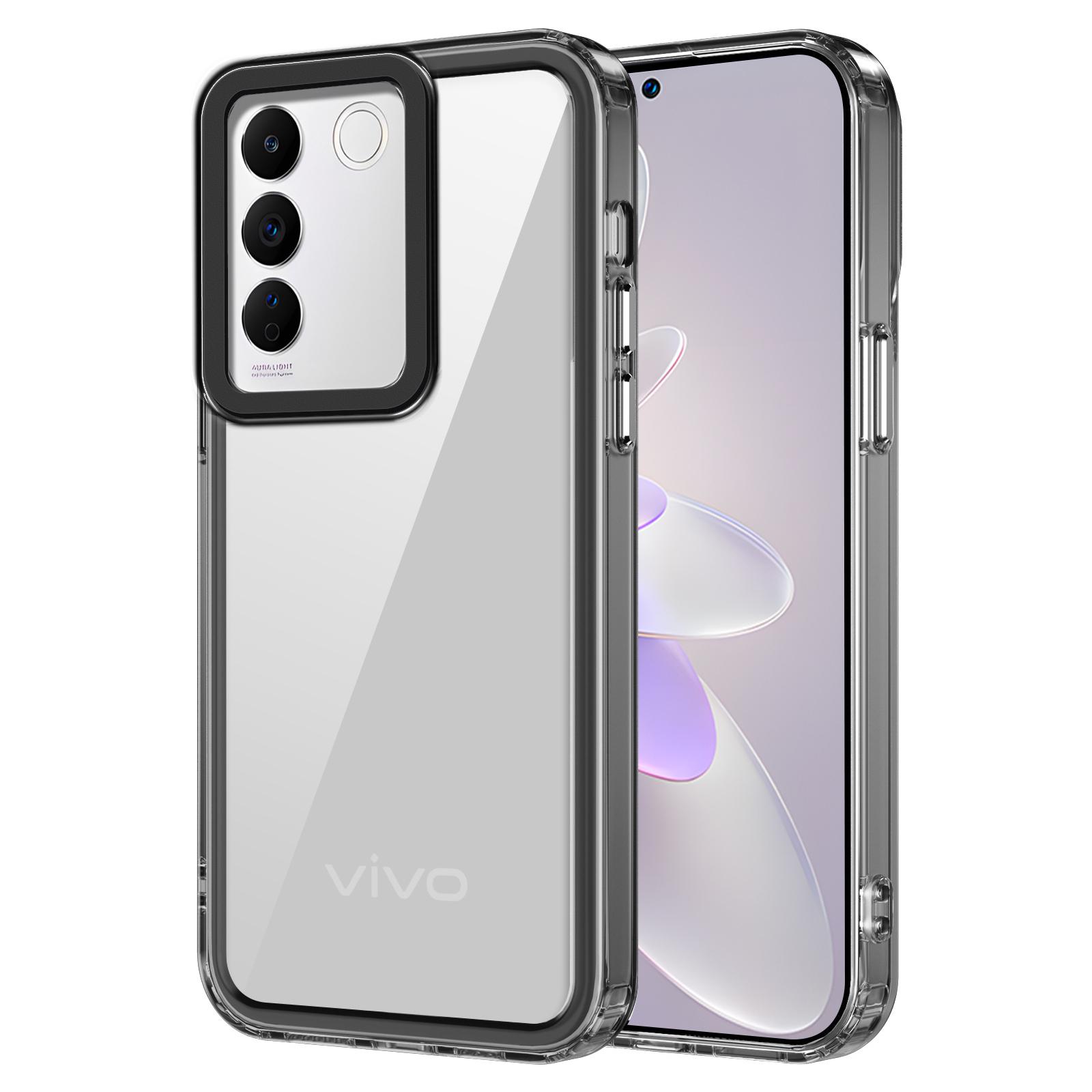 

For vivo V27e 4G/Y200 4G/V30 Lite 5G Cell Phone Cases PC+TPU Clear Slim Cover Transparent Black