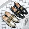 Luxury Party Golden Loafers Pea Shoes Business Leather Shoes Evening Dress Patent Leather Loafers Male Gentleman Luxury Shoes