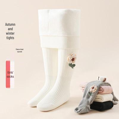 Leggings invernali in pile foderato floreale per bambina: Collant Principessa Caldi e alla Moda