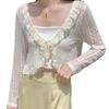 Yuuding UV Protection Long UV Air Conditioning One Size Fits Apricot Women's See-Through Top, Sleeves, Sheer, Cardigan, Soft, Skin-Friendly,