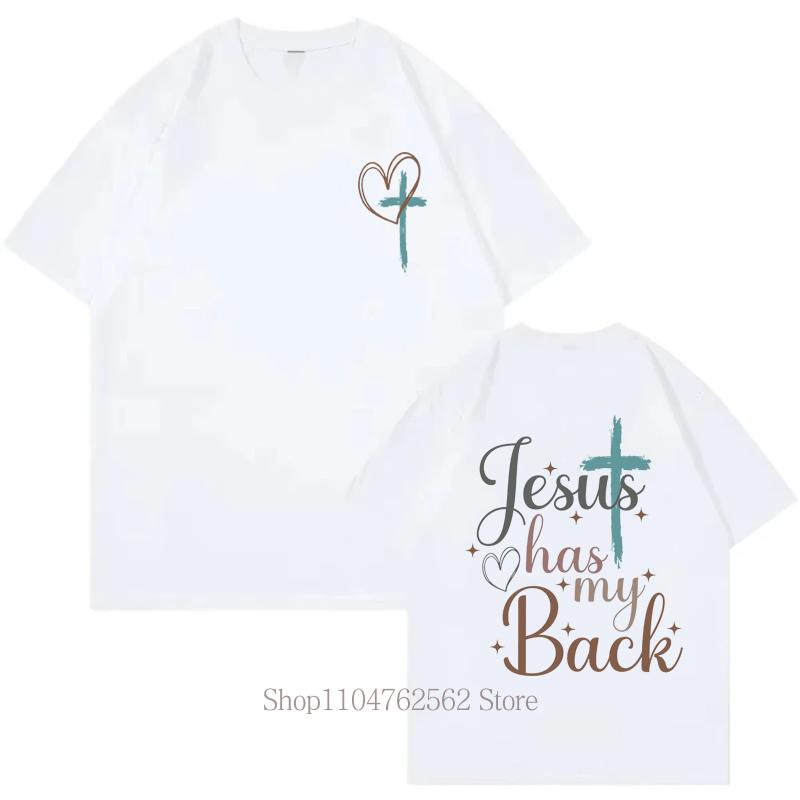 

Jesus Has My Back Graphic Print Tshirts Womens Clothing Summer Casual Fashion Harajuku Tops ONeck Short Sleeve Tshirts S
