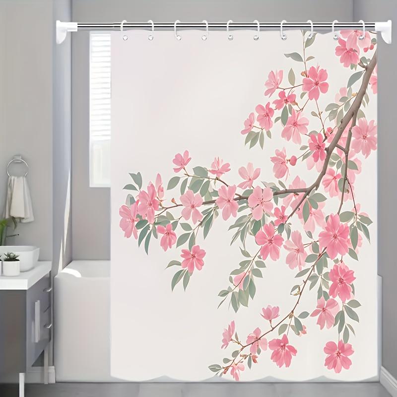 Spring Plum Blossom Shower Curtain - Polyester, Multiple Sizes, Privacy Curtain, All-Season Style, Bathroom & Home Decor