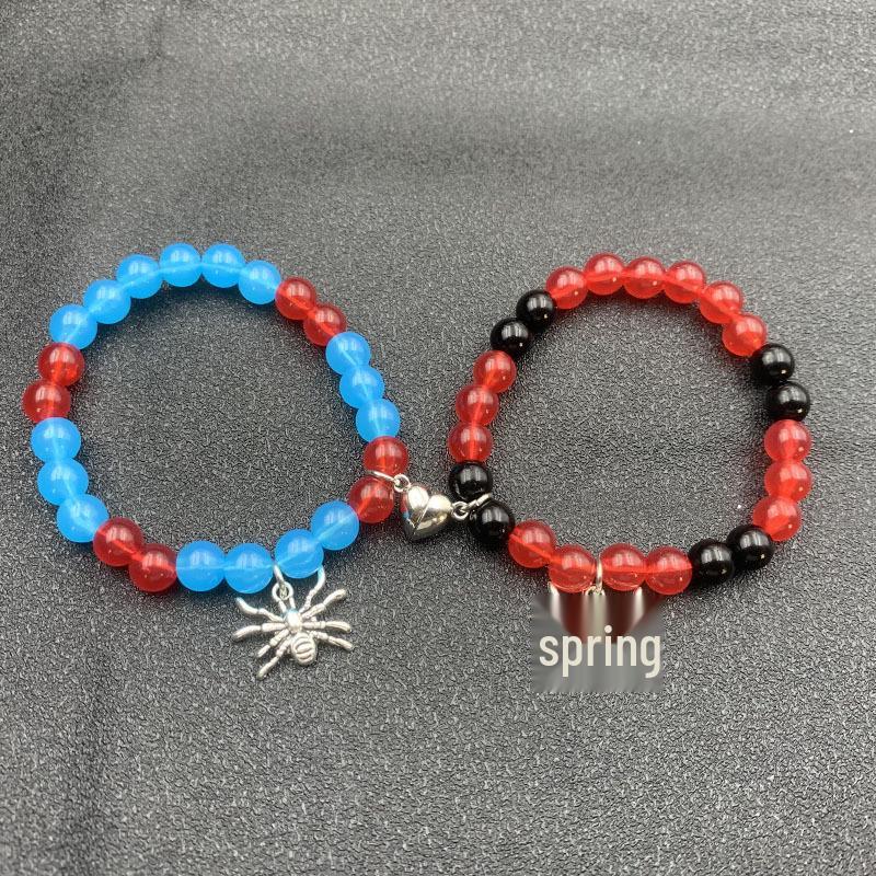 Magnetic Heart Beaded Couple Bracelets – Elastic Jewelry for Best Friends