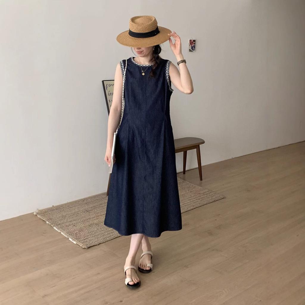 French sleeveless vest denim dress women's new summer retro high-end loose and thin skirt