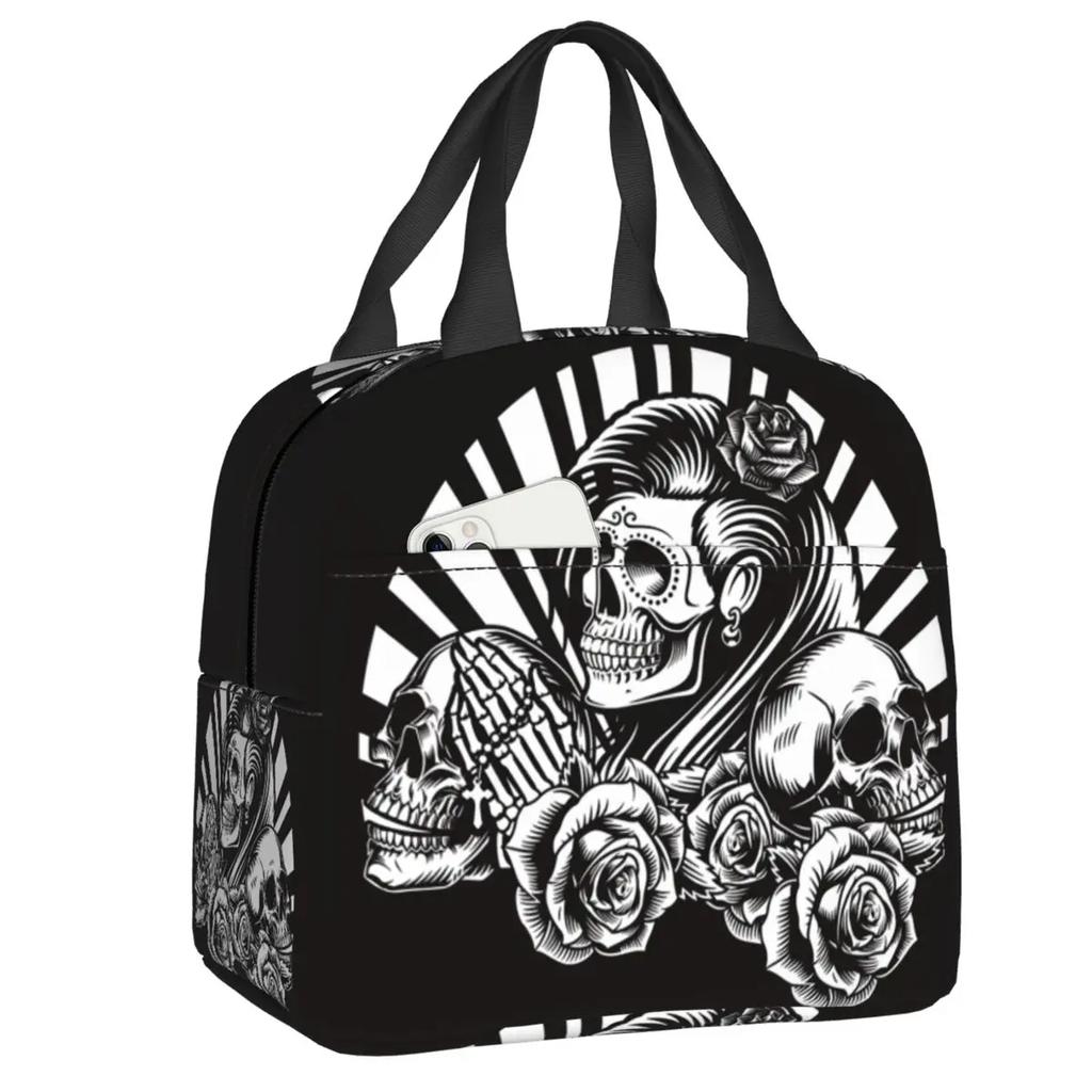 Santa Muerte Sfânta Moarte Cutii de Prânz Portabile Femei Impermeabile Mexicane Ziua Morților Craniu de Zahăr Răcitor Termic Izolat pentru Mâncare