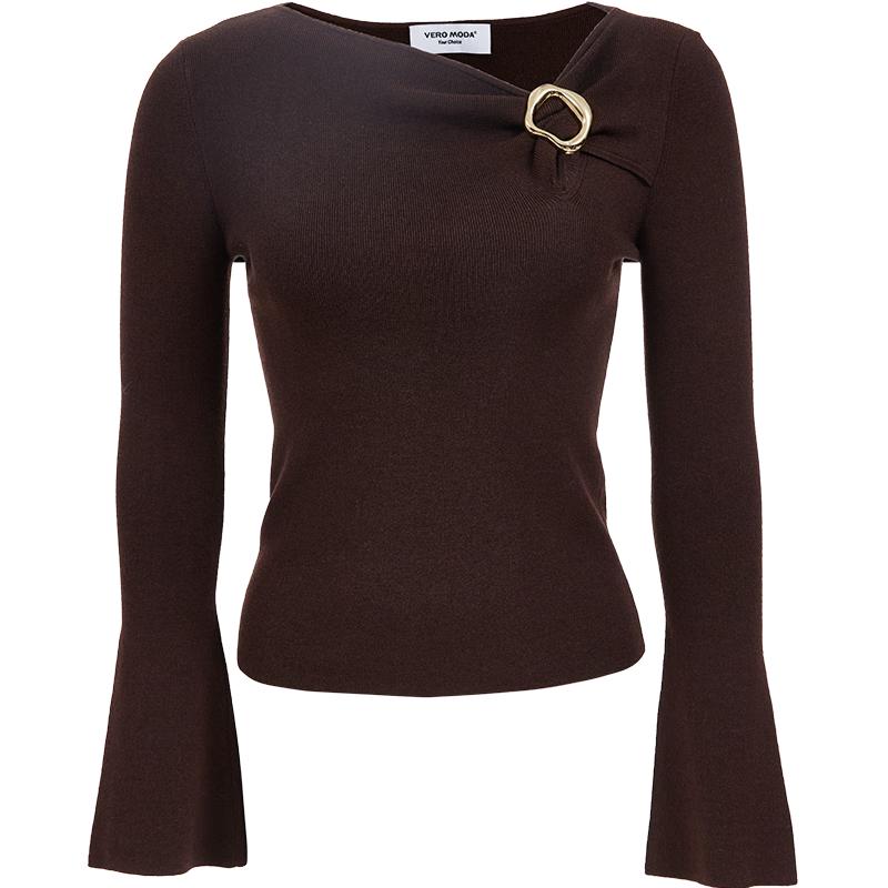 VEROMODA Wool Blend Asymmetric Collar Knit Top