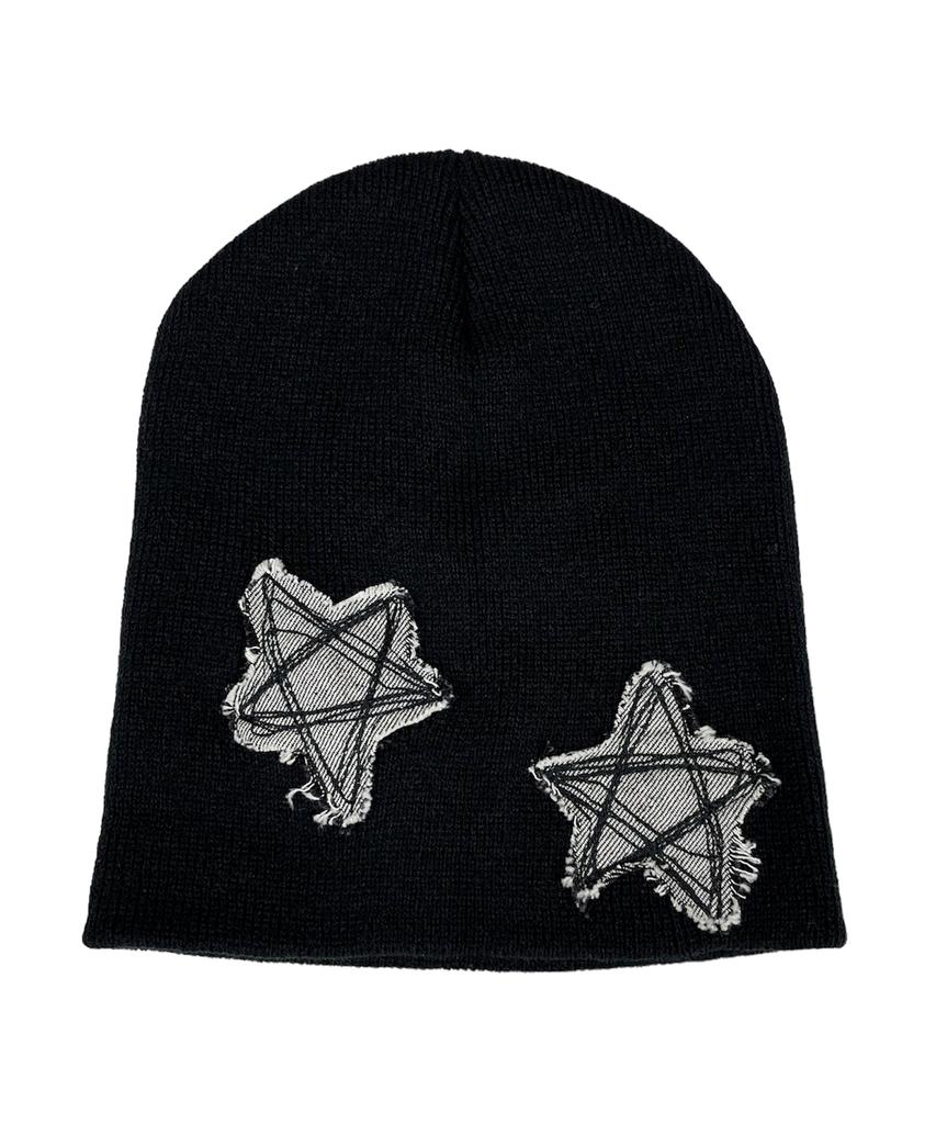 SK8ER ROCK Doodle Star Beanie ((Black*Denim))