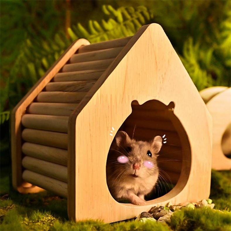 

Симпатичный хомяк Pet Burrow Pet Деревянная хижина Убежище