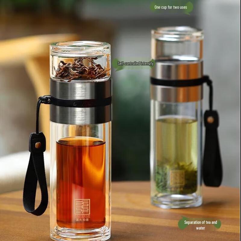 Fuguang Hongjian Double-Layer Tea Infuser Glass Cup