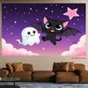 2D flat, background cloth for bats and ghosts traveling through the starry sky, suitable for holiday parties, polyester fiber