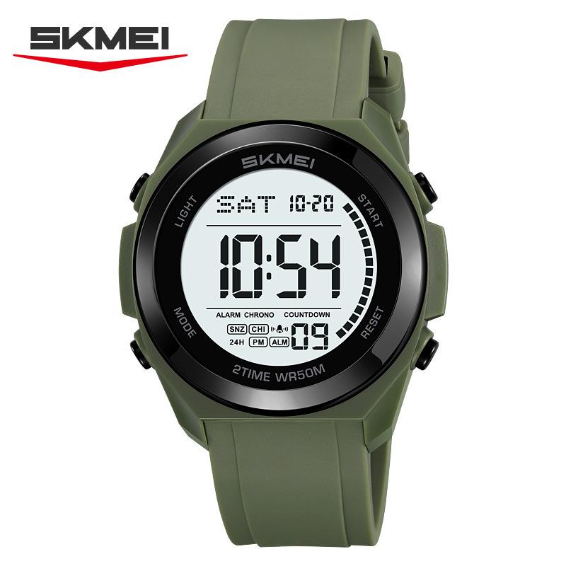 Часы Студенческие Высокоценные Спортивные Электронные Часы Будильник Секундомер Простые Женские Электронные Часы армия зеленый