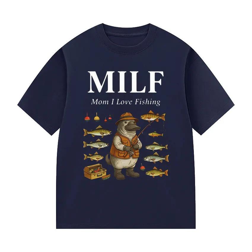 Funny Mom I Love Fishing Meme Vintage TShirt Men Women Fashion Oversized T Shirts Casual High Quality Cotton T Shirt Streetwear