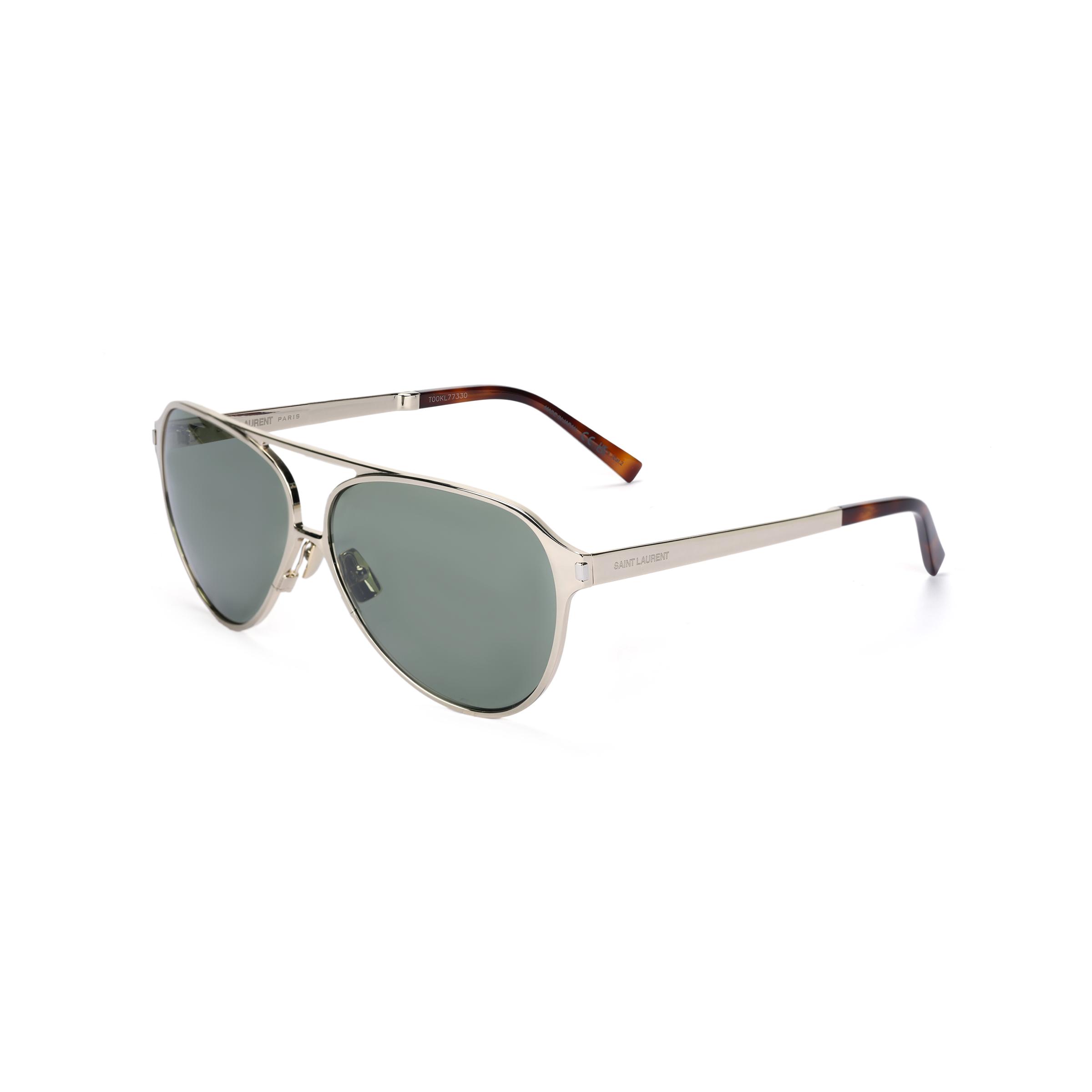 Saint Laurent Pilot Style Sunglasses With Side Logo Unisex sunglasses Gold SL-734004 62,Gold
