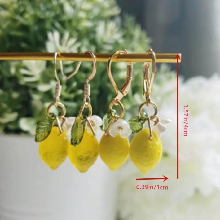 Fashionable Citrus Dangle Earrings Eye Catching Ear Pendant Ear Hooks Accessory