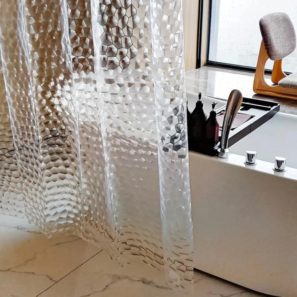 Bathroom Shower Curtain Waterproof Bathtub Bathing Curtains Easy Clean And Wipe Peva Mildew Proof Shower Curtains With Hooks