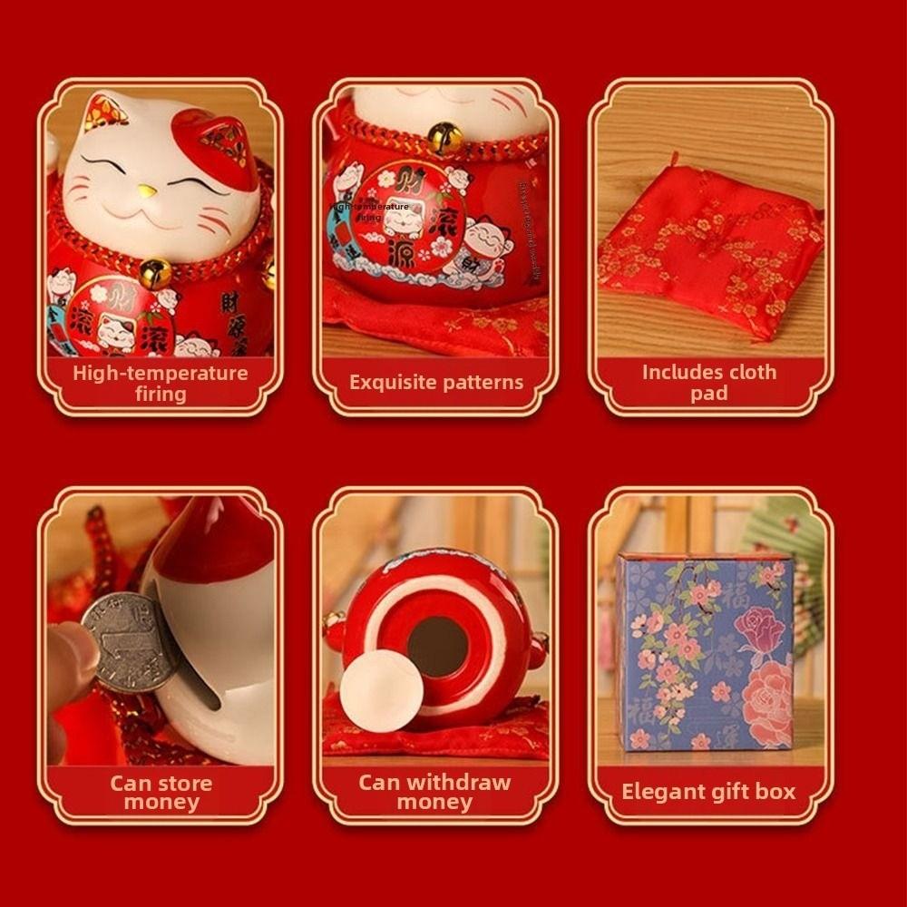 New 4.5 inch Lucky Cat Home Decorations Handmade Portable Fortune Cat Statue Ceramic Car Decorations Home Store