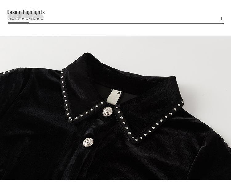 Women's Gold Velvet Flannel Shirt - Thick, Long Sleeve Base Layer for Autumn/Winter 2025