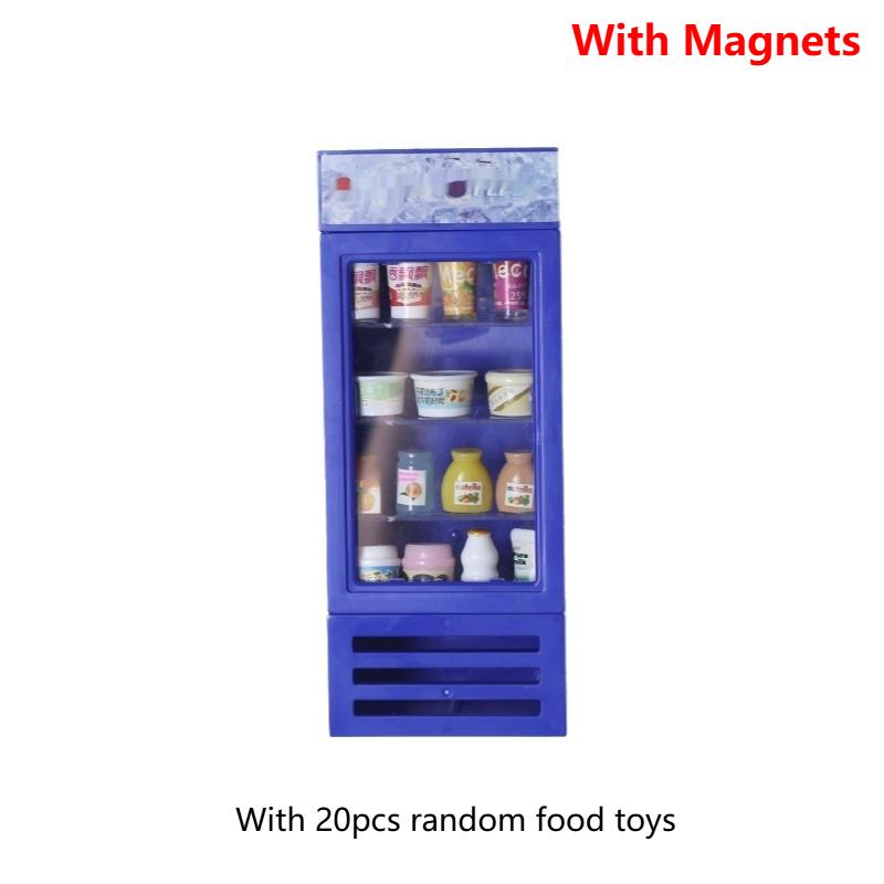

3D Fridge Magnets Miniature Fridge Shelfs Freezer Magnetic Refrigerator Sticker With Food Toys Home Decore Dollhouse Models синій