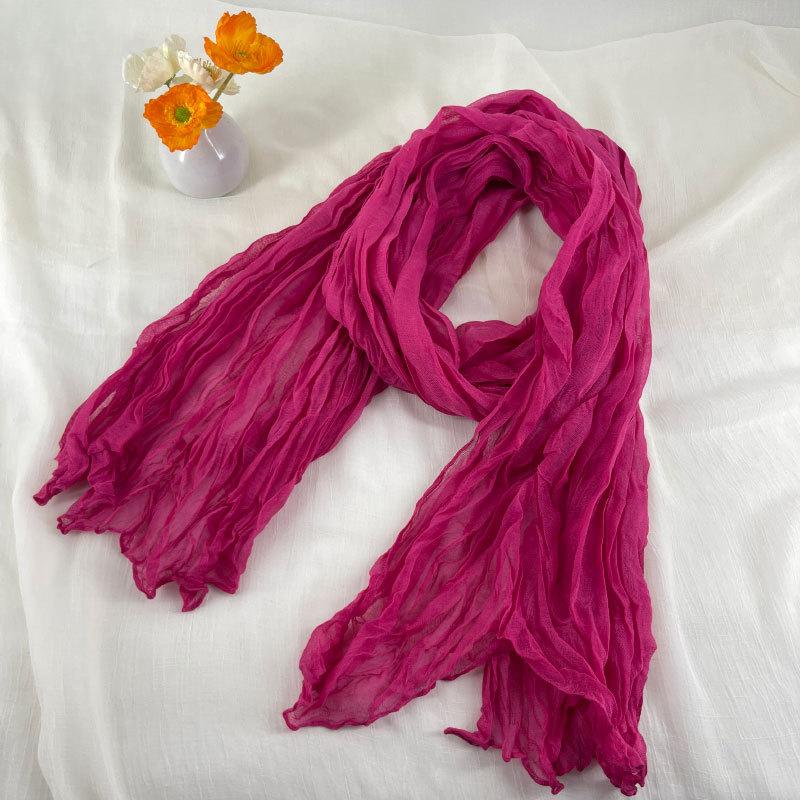 

Женский шарф, однотонный плиссированный длинный шарф, ретро, осень-зима, теплый длинный шарф, мягкий, в винтажном стиле 180cm розы красного